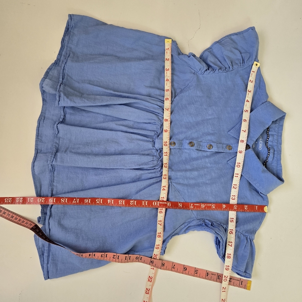Pilcro Anthropologie Womens‎ Flutter Sleeve Babydoll Top in Blue Sz Small Cotton - Picture 8 of 10